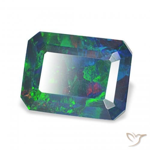 Opale nero Multicolore naturale da 1.81 ct, Ottagonale / Taglio smeraldo, Opaco