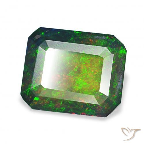 Opale nero Multicolore naturale da 2.23 ct, Ottagonale / Taglio smeraldo, Opaco