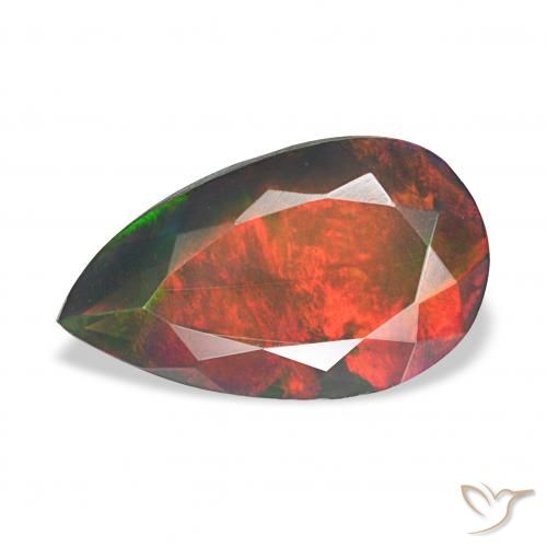 2.11ct Multicolore Opale nero, Forma a pera, Opaco