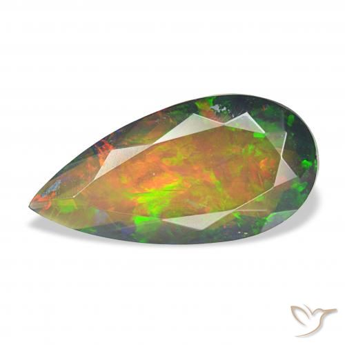 2.45ct Multicolore Opale nero, Forma a pera, Opaco