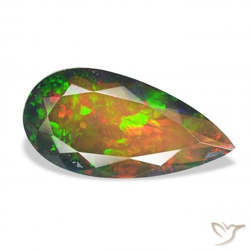 Opale nero Multicolore naturale da 2.45 ct, Forma a pera, Opaco