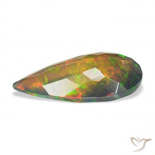 Opale nero Multicolore naturale da 2.45 ct, Forma a pera, Opaco