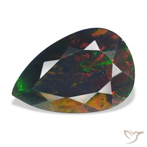 6.18ct Multicolore Opale nero, Forma a pera, Opaco