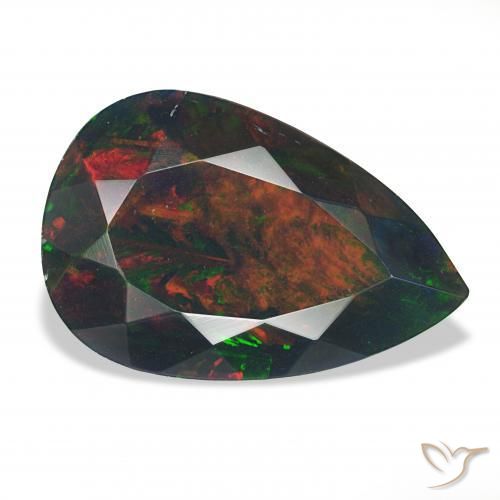 Opale nero Multicolore naturale da 6.18 ct, Forma a pera, Opaco