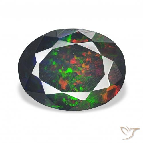 2.11ct Naturale Multicolore Opale nero, Ovale, Opaco, Photo A