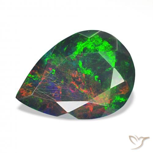 1.40ct Multicolore Opale nero, Forma a pera, Opaco