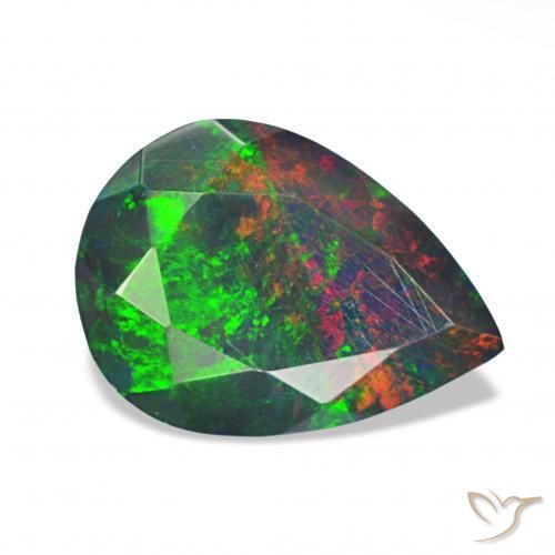 Opale nero Multicolore naturale da 1.40 ct, Forma a pera, Opaco