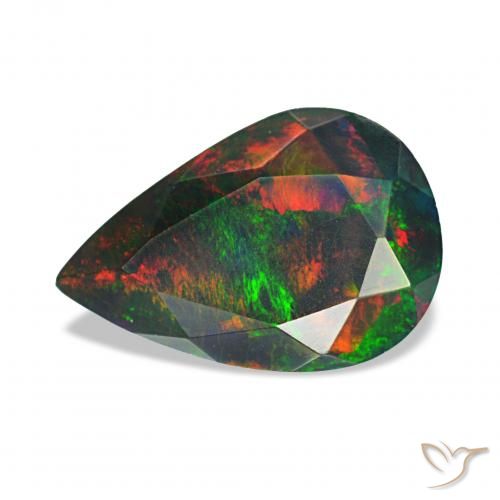 Opale nero Multicolore naturale da 1.16 ct, Forma a pera, Opaco