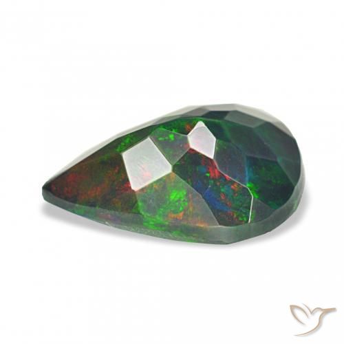 Opale nero Multicolore naturale da 1.16 ct, Forma a pera, Opaco