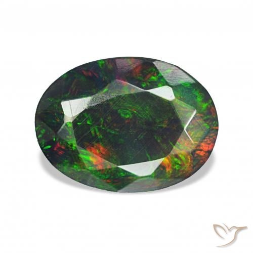 1.60ct Multicolore Opale nero, Ovale, Opaco
