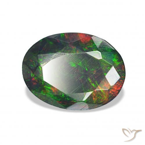 Opale nero Multicolore naturale da 1.60 ct, Ovale, Opaco