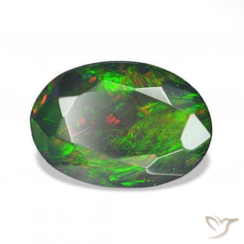 Opale nero Multicolore naturale da 1.48 ct, Ovale, Opaco