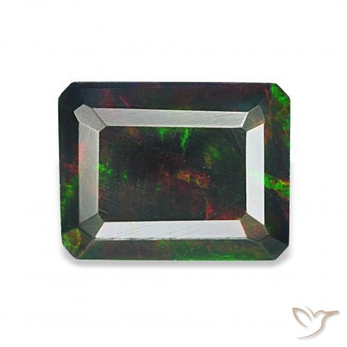 1.12ct Multicolore Opale nero, Taglio smeraldo, Opaco