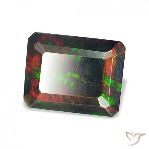 Opale nero Multicolore naturale da 1.12 ct, Ottagonale / Taglio smeraldo, Opaco