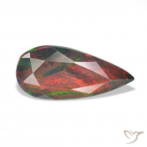 Opale nero Multicolore naturale da 1.24 ct, Forma a pera, Opaco