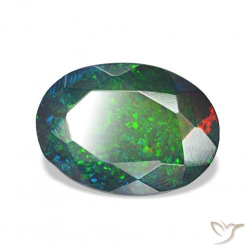 Opale nero Multicolore naturale da 1.36 ct, Ovale, Opaco