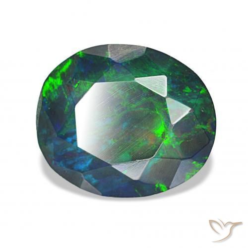 Opale nero Multicolore naturale da 1.82 ct, Ovale, Opaco