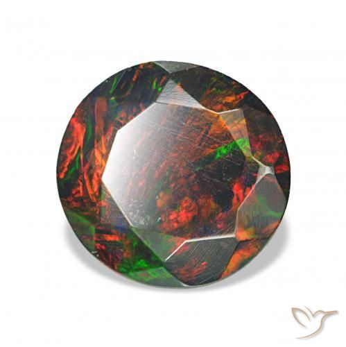 Opale nero Multicolore naturale da 1.41 ct, Rotondo, Opaco