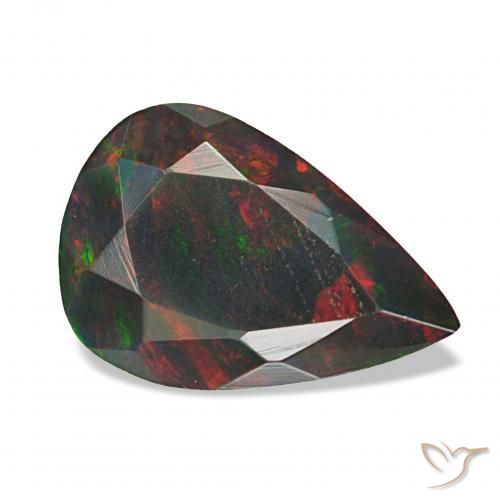 1.38ct Multicolore Opale nero, Forma a pera, Opaco