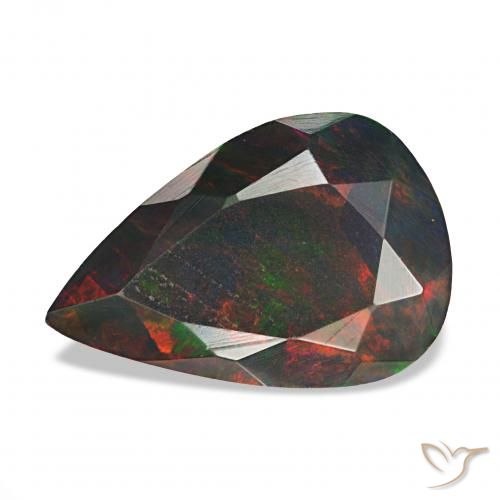 Opale nero Multicolore naturale da 1.38 ct, Forma a pera, Opaco