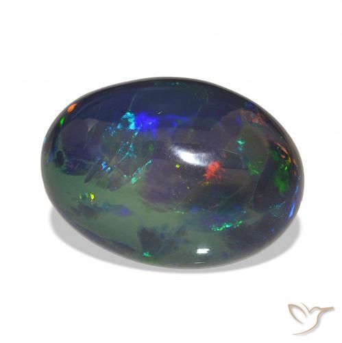 Opale nero Multicolore naturale da 7.19 ct, Ovale, Opaco