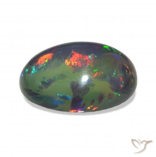 Opale nero Multicolore naturale da 7.19 ct, Ovale, Opaco