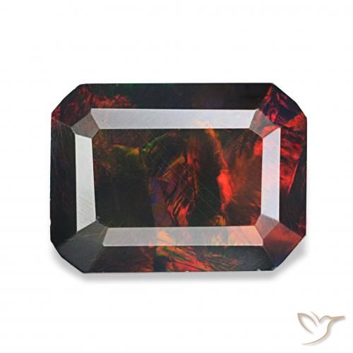 1.24ct Multicolore Opale nero, Taglio smeraldo, Opaco
