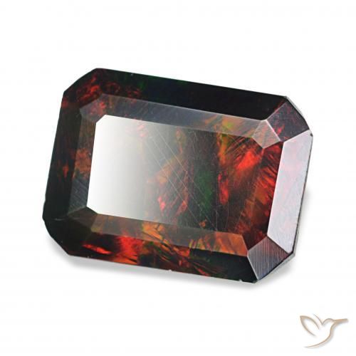 Opale nero Multicolore naturale da 1.24 ct, Ottagonale / Taglio smeraldo, Opaco