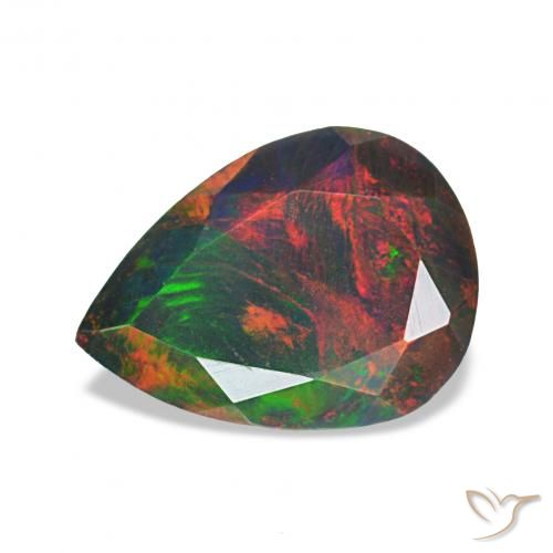 Opale nero Multicolore naturale da 0.98 ct, Forma a pera, Opaco