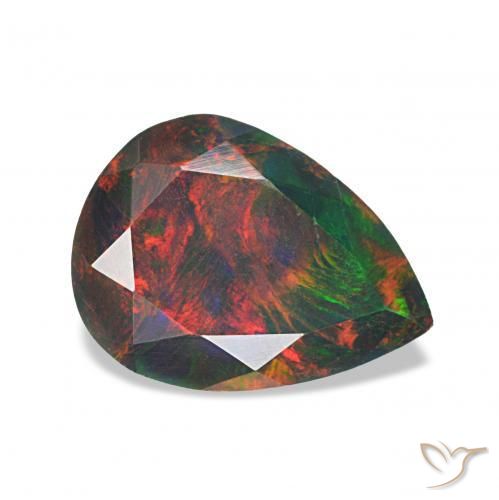 Opale nero Multicolore naturale da 0.98 ct, Forma a pera, Opaco