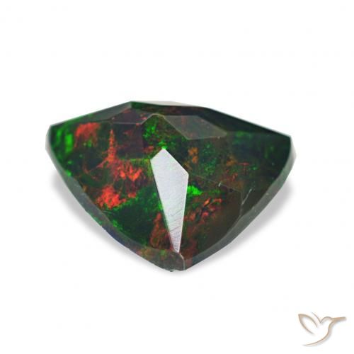 Opale nero Multicolore naturale da 0.99 ct, Taglio trillion, Opaco