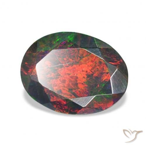 Opale nero Multicolore naturale da 1.05 ct, Ovale, Opaco