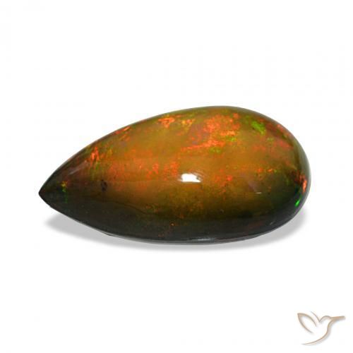 Opale nero Multicolore naturale da 7.30 ct, Forma a pera, Opaco