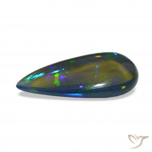Opale nero Multicolore naturale da 3.09 ct, Forma a pera, Trasparente