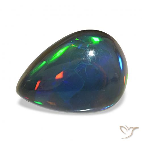 Opale nero Multicolore naturale da 3.48 ct, Forma a pera, Traslucido
