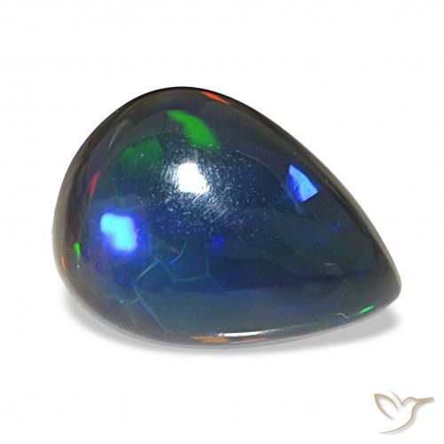 Opale nero Multicolore naturale da 3.48 ct, Forma a pera, Traslucido