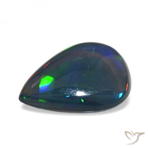 Opale nero Multicolore naturale da 3.48 ct, Forma a pera, Traslucido