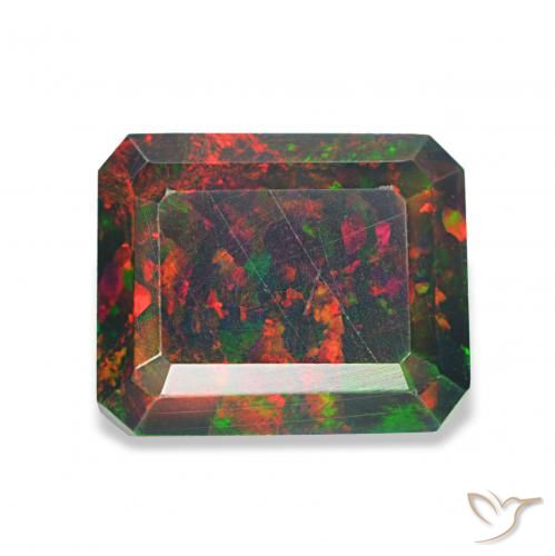 Opale nero Multicolore naturale da 1.52 ct, Ottagonale / Taglio smeraldo, Opaco