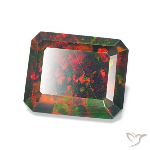 Opale nero Multicolore naturale da 1.52 ct, Ottagonale / Taglio smeraldo, Opaco