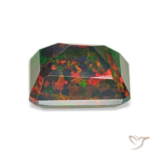 Opale nero Multicolore naturale da 1.52 ct, Ottagonale / Taglio smeraldo, Opaco