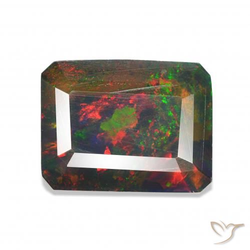 Opale nero Multicolore naturale da 1.45 ct, Ottagonale / Taglio smeraldo, Opaco
