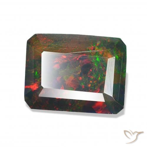 Opale nero Multicolore naturale da 1.45 ct, Ottagonale / Taglio smeraldo, Opaco