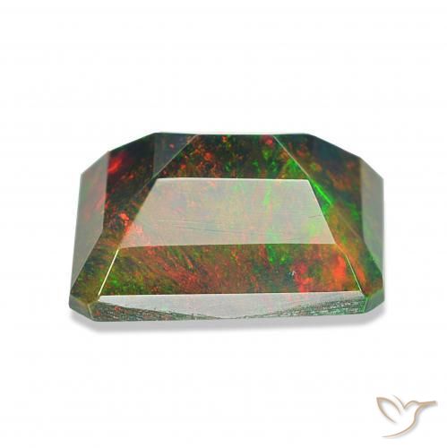 Opale nero Multicolore naturale da 1.45 ct, Ottagonale / Taglio smeraldo, Opaco