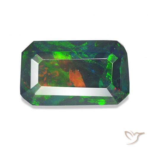 Opale nero Multicolore naturale da 1.55 ct, Ottagonale / Taglio smeraldo, Opaco