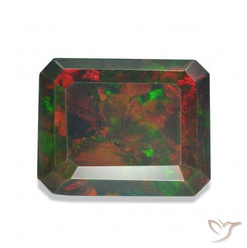 Opale nero Multicolore naturale da 1.59 ct, Ottagonale / Taglio smeraldo, Opaco