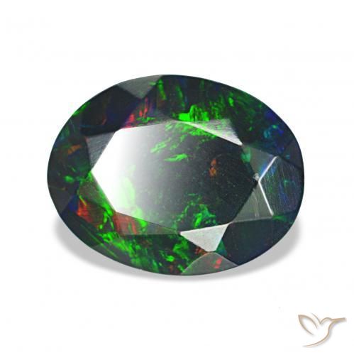 Opale nero Multicolore naturale da 1.55 ct, Taglio ovale, Opaco