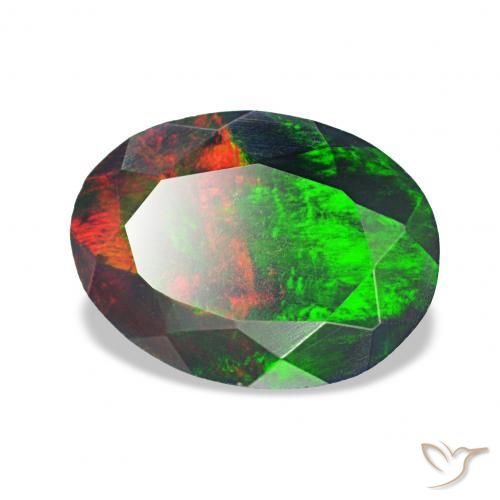 Opale nero Multicolore naturale da 1.07 ct, Ovale, Opaco