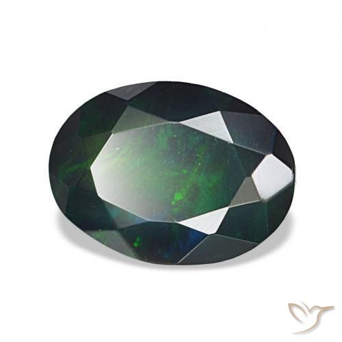 Opale nero Multicolore naturale da 1.36 ct, Ovale, Opaco