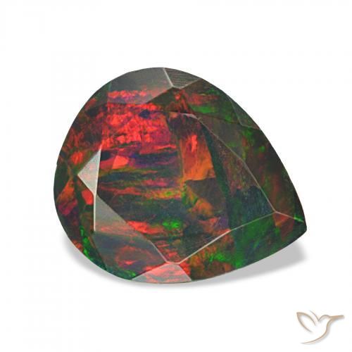 Opale nero Multicolore naturale da 1.07 ct, Forma a pera, Opaco