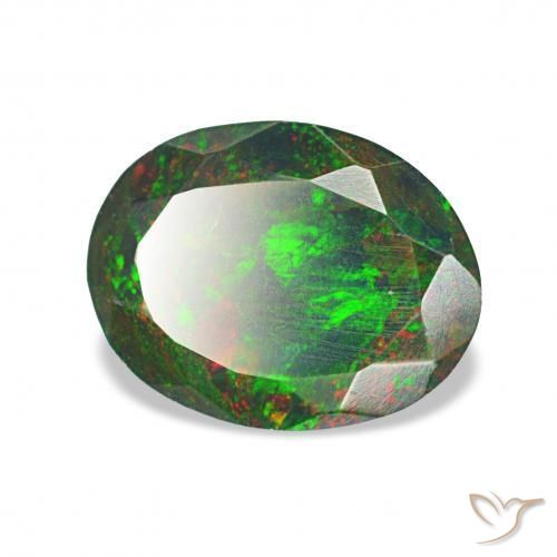 Opale nero Multicolore naturale da 0.83 ct, Ovale, Opaco